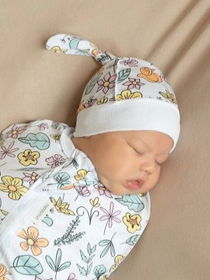 Пеленка (кокон на молнии) с шапочкой Amarobaby (Soft Hugs) Цветы