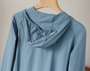 Мастерка спортивная быстросохнущая с капюшоном на молнии, голубой