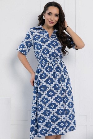 Платье Франческа НЬЮ (бело-голубое) П13000-18М