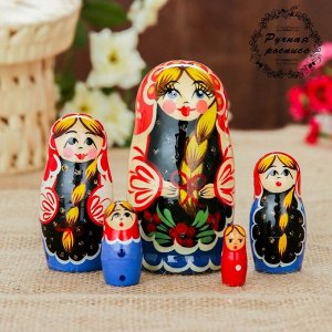 Матрёшка «Русская красавица», красный платок, 5 кукольная, 10 см