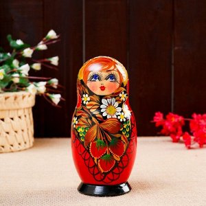 Матрёшка «Ягодки с ромашками», красное платье, 5 кукольная, 17 см, люкс