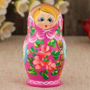 Матрёшка «Розочки»,  розовое платье, 3 кукольная, 9 см