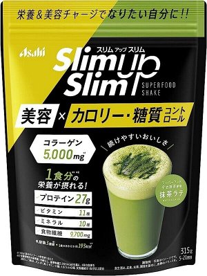Протеиновый коктейль с коллагеном и ферментами "Матча" Slim Up Slim ASAHI Enzyme + Super Food Shake Matcha Latte
