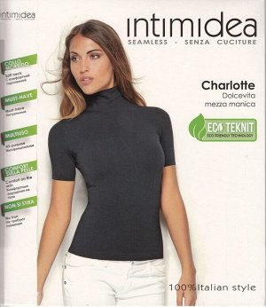 Intimidea Charlotte Водолазка из мягкой микрофибры с рукавами 1/2 и комфортной горловиной. Актуальное, многофункциональное изделие, не требует глажения. (Nero- черный цвет)пр. Италия.