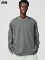 UNIQLO U - хлопковая кофта AIRism с круглым вырезом - 58 DARKGREEN