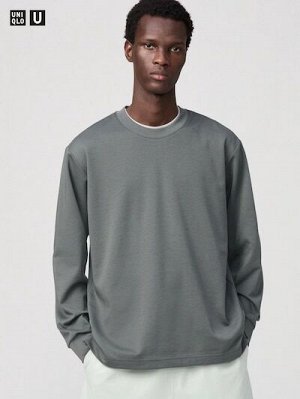 UNIQLO U - хлопковая кофта AIRism с круглым вырезом - 58 DARKGREEN