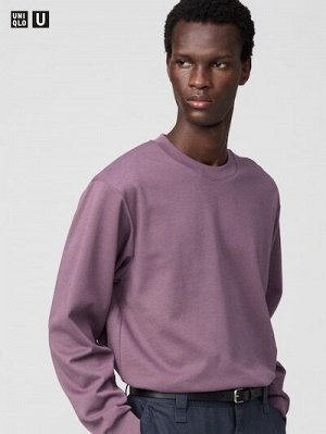 UNIQLO U - хлопковая кофта AIRism с круглым вырезом - 75 PURPLE