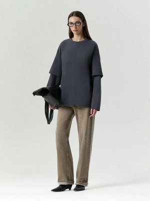 Лонгслив из 100% хлопка, B3148/steenkool