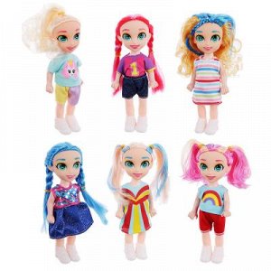 ИГРОЛЕНД Кукла с цветными волосами, 15 см, PP,PVC, полиэстер, 6х17,5х5см, 6 дизайнов