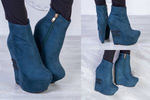 Обувь женская 5505 Ботильоны "D655 - Стразы  Изумрудные