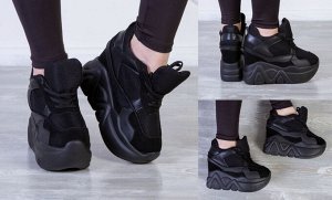 Обувь женская 9509 Кроссовки "А4 - Высокая Платформа" Черные