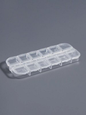 Органайзер для хранения мелочей, 12 ячеек, 13x5.3x1.3 см, прозрачный