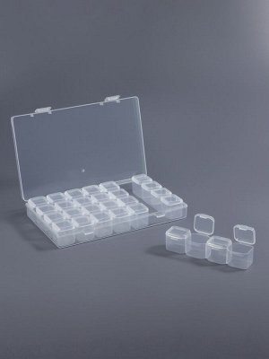 Органайзер для хранения мелочей, 28 ячеек, 17.5x10.5x2.7 см, прозрачный
