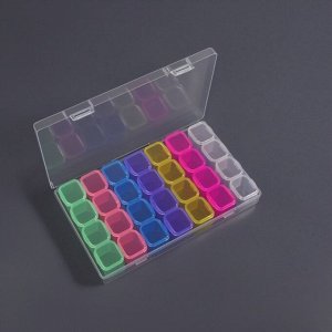 Органайзер для хранения мелочей, 28 ячеек, 17.5x10.5x2.5 см, разноцветный