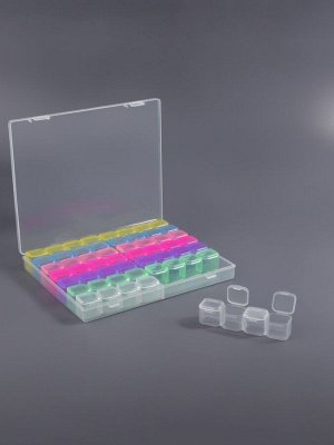 Органайзер для хранения мелочей, 56 ячеек, 21x17.5x2.7 см, разноцветный