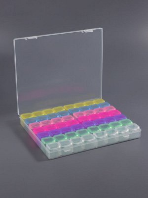 Органайзер для хранения мелочей, 56 ячеек, 21x17.5x2.7 см, разноцветный