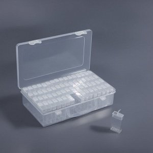 Органайзер для хранения, 64 баночки, 10 мл, 22.3x13x5.5 см, с наклейками, прозрачный