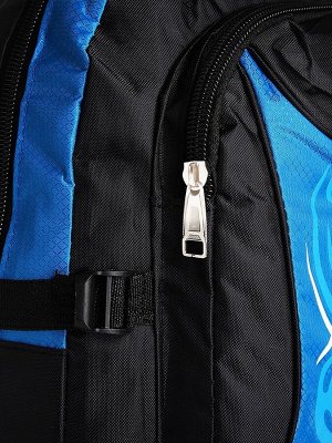 Рюкзак туристический, 35 литров, с увеличением, с карманами, Sport XLS, чёрный/синий