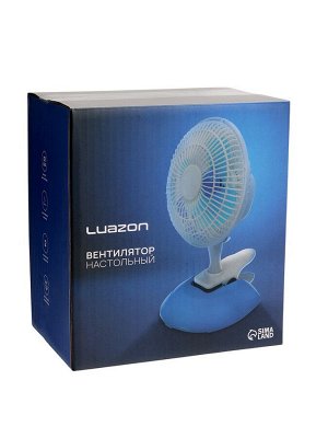 Вентилятор Luazon LOF-04, настольный, 15 Вт, 15 см, 2 режима, пластик, бело-голубой
