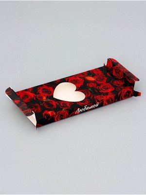 Подарочная коробка под плитку шоколада, с окном, «Сердце», 17.1x8x1.4 см