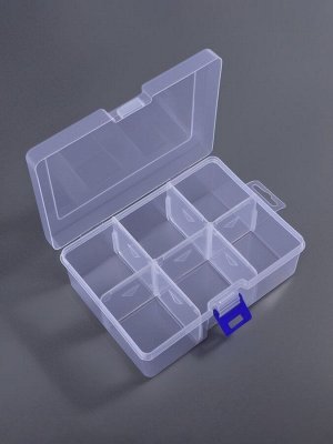 Органайзер для хранения мелочей, 6 ячеек, 16.5x12x5.8 см, прозрачный