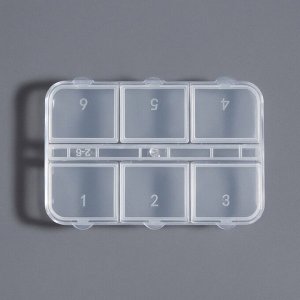 Органайзер для хранения мелочей, 6 ячеек, 5.3x7.5x1.3 см, прозрачный