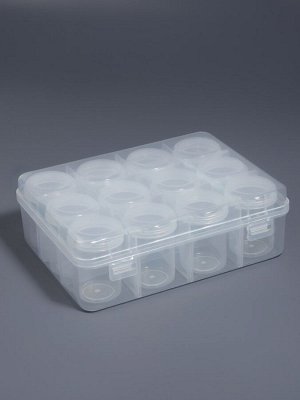 Органайзер для хранения мелочей, 12 баночек, 18.5x14x5 см, прозрачный