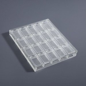 Органайзер для хранения мелочей, 20 ячеек, 14.5x12.5x1.7 см, прозрачный