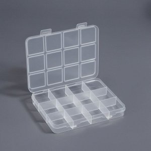 Органайзер для хранения мелочей, 12 ячеек, 11x8.5x1.5 см, прозрачный