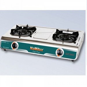 NaMilux NA-703ASM / NA-D3716APS Двухконфорочная газовая плита в картонной коробке, работает от пропанового газового баллона объемом от 5 л