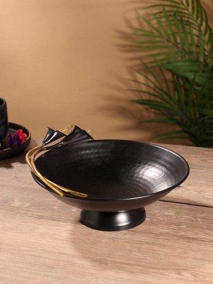 Фруктовница "Черный каллы" черная с золотом. нержавеющая сталь 21,5х23х9,5 см