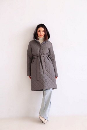 Пальто демисезонное серое