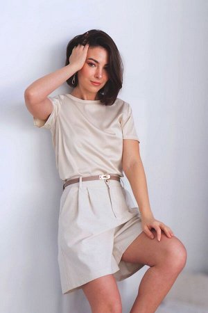 Шорты-бермуды льняные кремовые