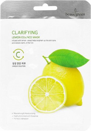 BeauuGreen Premium Lemon Essence Mask, 23g - Тканевая маска c экстрактом лимона