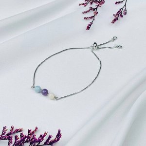 Браслет регулируемый для "Рака" из Аметиста, Аквамарина и Опала