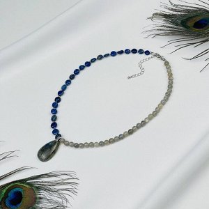 Колье из Содалита,Жемчуга и Лазурта