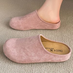 Закрытые мюли на толстой подошве из икс.замши, розовые