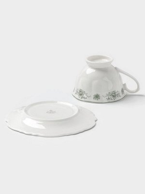 Чайная пара WY Emerald Essence, фарфор, 220 мл, белая