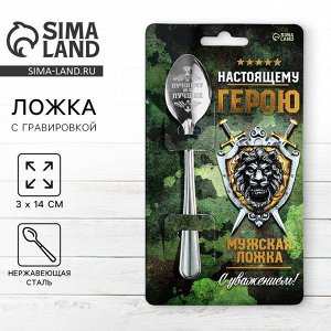 Ложка чайная с гравировкой «Настоящему герою», 3x14 см