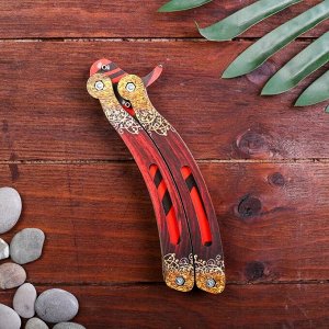 Сувенир деревянный «Нож бабочка, красные линии»