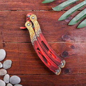 Сувенир деревянный «Нож бабочка, красные линии»