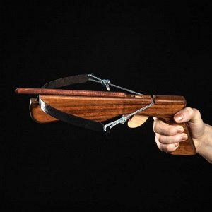 Сувенирное деревянное оружие "Арбалет", 23 см, коричневый, массив черешни, 3 стрелы