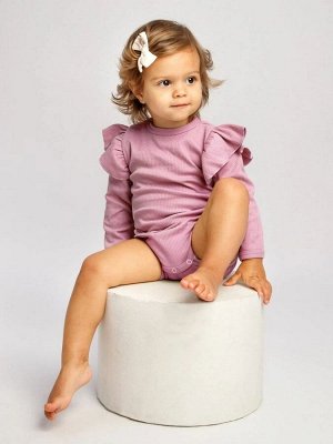 Боди детское с длинным рукавом с рюшами AMAROBABY Fashion, розовый