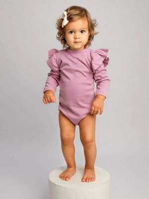 Боди детское с длинным рукавом с рюшами AMAROBABY Fashion, розовый