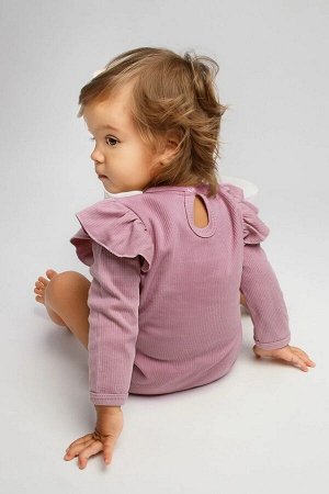 Боди детское с длинным рукавом с рюшами AMAROBABY Fashion, розовый
