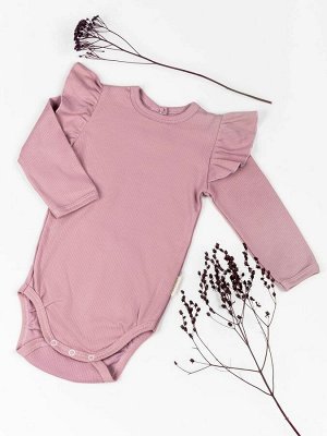 Боди детское с длинным рукавом с рюшами AMAROBABY Fashion, розовый