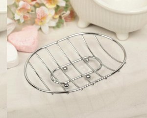 Мыльница овальная на ножках из металла цвет Хром