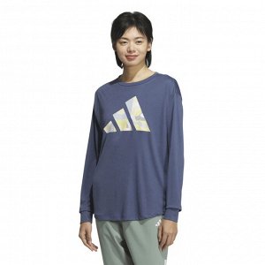 Adidas Long Sleeve Graphic T-Shirt - лонгслив с лого - Blue Gray