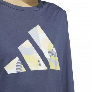 Adidas Long Sleeve Graphic T-Shirt - лонгслив с лого - Blue Gray