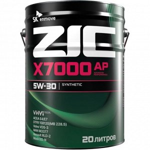 Масло моторное ZIC X7000 AP 5w30, синтетическое, API CI-4, ACEA E4/E7, для дизельного двигателя, 20л, арт. 192605